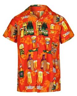 REDSTAR - Herren Hawaiihemd - kurzärmelig - Bierflaschenmotiv - Verkleidung Junggesellenabschied - alle Größen - Orange - XL von REDSTAR