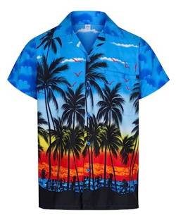 REDSTAR Herren Hawaiihemd - kurzärmelig - Palmenmotiv - Verkleidung Junggesellenabschied - alle Größen - Blau - XXL von REDSTAR
