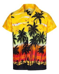 REDSTAR Herren Hawaiihemd - kurzärmelig - Palmenmotiv - Verkleidung Junggesellenabschied - alle Größen - Gelb - L von REDSTAR