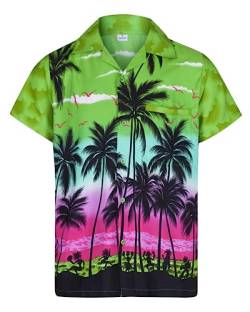 REDSTAR Herren Hawaiihemd - kurzärmelig - Palmenmotiv - Verkleidung Junggesellenabschied - alle Größen - Grün - XXL von REDSTAR