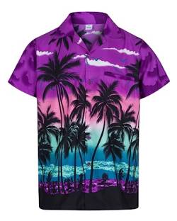 REDSTAR Herren Hawaiihemd - kurzärmelig - Palmenmotiv - Verkleidung Junggesellenabschied - alle Größen - Lila - XL von REDSTAR