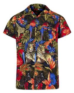 Redstar Fancy Dress - Herren Hawaiihemd - kurzärmelig - Dschungelmotiv - Verkleidung Junggesellenabschied - alle Größen - Schwarz - XXL von REDSTAR