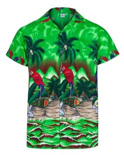 Redstar Fancy Dress - Herren Hawaiihemd - kurzärmelig - Papageienmuster - Verkleidung Junggesellenabschied - alle Größen - Grün - XXL von REDSTAR