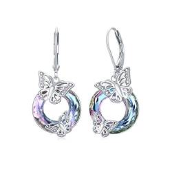 Damen Schmetterling Schmuck,925 Sterling Ohrringe Schmetterling Anhänger kristall Ohrringe Schmuck Geschenke für Frauen Damen von REDSUN