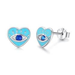Evil Eye Ohrringe für Frauen 925 Sterling Silber Blue Evil Eye Ohrringe Evil Eye Herz Halskette Muttertagsgeschenke für Mama von REDSUN