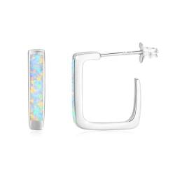 Halbe Creolen 925 Sterling Silber Weiß Erstellt Opal Creolen Ohrringe Creolen Ohrringe Schmuck Geschenk für Frauen Kinder,Damen Creolen Ohrringe von REDSUN