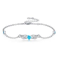 REDSUN Armband Engelsflügel Damen 925 Sterling Silber Flügel Armband Herz Armbändchen Zirkon Verstellbar Armband Schmuck für Damen Tochter Mädchen Freundin Ehefrau Mama von REDSUN