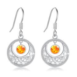 REDSUN Bernstein Ohrringe für Frauen 925 Sterling Silber Bernstein Ohrringe Keltischer Knoten Ohrringe Bernsteinschmuck Geschenke für Frauen Mädchen von REDSUN