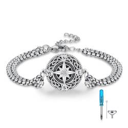 REDSUN Damen Kompass Armband 925 Sterling Silber Kompass Armband Wikinger Keltisches Verstellbar Armbänder Vintage Amulett Schmuck für Herren Männer Damen von REDSUN