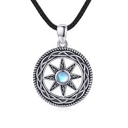 REDSUN Keltische Kette 925 Sterling Silber Achtzackiger Stern Mondstein Halskette Amulett für Frauen Mädchen Herren Geschenk von REDSUN