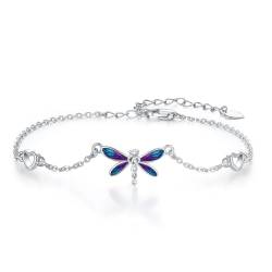 REDSUN Libelle Armband 925 Sterling Silber Adjustable Armband Blau Zierliche Libelle Schmuck Geschenke für Frauen Mädchen von REDSUN