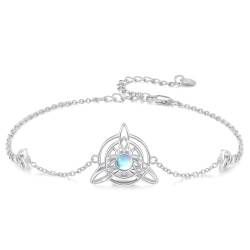 REDSUN Mondstein Armband 925 Sterling Silber Keltische Knoten Armband Verstellbar Armbändchen Fußkettchen Schmuck geschenk für Mutter Ehefrau Damen Geschenke von REDSUN