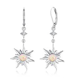 REDSUN Sonne Hängend Ohrringe 925 Sterling Silver Opal Ohrringe Sonne Ohrringe Hypoallergen Ohrringe Schmuck Geschenk für Mädchen Damen von REDSUN