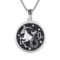 REDSUN Sternzeichen Halskette 925 Sterling Silber Sternzeichen STEINBOCK Kette Astrologie Horoskop Anhänger Sternzeichen Halskette Für Männer Frauen von REDSUN