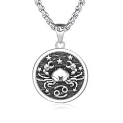 REDSUN Sternzeichen Krebs mit Halskette 925 Sterling Silber 12 Konstellation Kette Sternzeichen Krebs Anhänger Tierkreiszeichen Anhänger für Damen, Herren oder Kinder von REDSUN