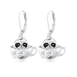 REDSUN Tasse Ohrringe 925 Sterling Silber Faultier Tasse Ohrringe Faultier Leverback Ohrringe Schmuck Geschenke für Frauen Mädchen Kinder Geburtstag von REDSUN