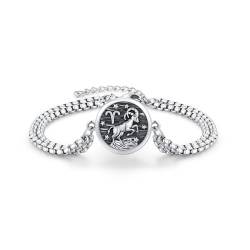 REDSUN Widder Armbänder 925 Sterling Silber Konstellationsarmband Horoskop Sternzeichen 12 Konstellation Anhänger Halskette für Damen und Mädchen von REDSUN