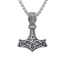 REDSUN Wikinger Thors Hammer Halskette 925 Sterling Silber Thors Hammer Anhänger mit Keltischer Knot Nordischer Wikinger Schmuck Amulett Schmuck für Männer Herren von REDSUN