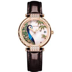 REEF TIGER Damen Uhr analog Automatik mit Leder Armband RGA1587 (RGA1587-PPW) von REEF TIGER