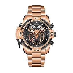 REEF TIGER Fashion Design Sport Automatische mechanische Uhr Spinne Zifferblatt mit komplizierten Jahr Monat Kalender Stahl Armband Uhren RGA3532SP (RGA3532SP-PBPO) von REEF TIGER