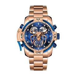 REEF TIGER Fashion Design Sport Automatische mechanische Uhr Spinne Zifferblatt mit komplizierten Jahr Monat Kalender Stahl Armband Uhren RGA3532SP (RGA3532SP-PLP) von REEF TIGER