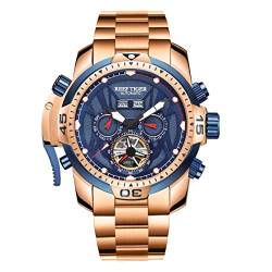 REEF TIGER Sport Herrenuhr Automatik Komplizierte Uhr mit Roségold Armband RGA3532 (RGA3532-PLRP) von REEF TIGER