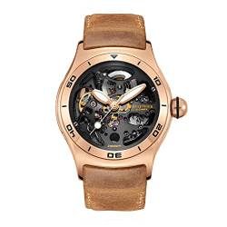 REEF TIGER Top-Marke Luxus-Skelett automatische mechanische Uhr für Herren Stahl Sport Herren Leder Armbanduhren RGA70S7-2 (RGA70S7-2-PBS) von REEF TIGER
