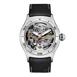 REEF TIGER Top-Marke Luxus-Skelett automatische mechanische Uhr für Herren Stahl Sport Herren Leder Armbanduhren RGA70S7-2 (RGA70S7-2-YBB) von REEF TIGER