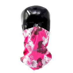 REEFLEXX Pink Hibiscus Loop, Schlauchschal Halstuch Multifunktionstuch, bedruckt und mit Reflektoren atmungsaktiv, für Erwachsene von REEFLEXX