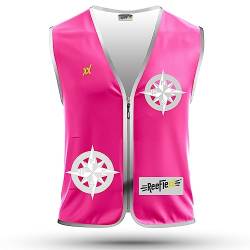 REEFLEXX Warnweste Damen Sicherheitsweste, erhöhte Sichtbarkeit im Straßenverkehr, Joggen, Fahrrad oder Auto, Solid Pink Compass, Größe L von REEFLEXX