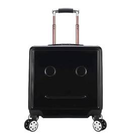 Kabinenkoffer Koffer Rollkoffer 18-Zoll-Gepäck, Verstellbarer Trolley-Koffer Für Reisen, Geschäftsreisen, Einsteigen, Zahlenschloss Reisekoffer Handgepäck (Color : Black, Size : 18in) von REEKOS