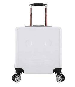 Kabinenkoffer Koffer Rollkoffer 18-Zoll-Gepäck, Verstellbarer Trolley-Koffer Für Reisen, Geschäftsreisen, Einsteigen, Zahlenschloss Reisekoffer Handgepäck (Color : White, Size : 18in) von REEKOS