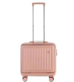 Kabinenkoffer Koffer Rollkoffer Kleine Handgepäck-Frontabdeckung, Vollständig Geöffneter Koffer, Aufgegebenes Gepäck Reisekoffer Handgepäck (Color : Rosa, Size : 18inch) von REEKOS