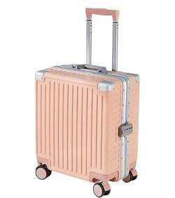 Kabinenkoffer Koffer Rollkoffer Koffer Mit Rollen, Großes Fassungsvermögen, Handgepäck, Abnehmbare Trennwand Reisekoffer Handgepäck (Color : Rosa, Size : 18in) von REEKOS