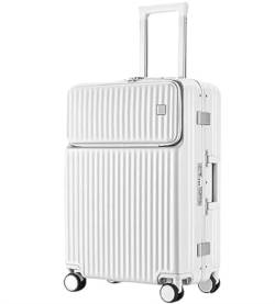 REEKOS Kabinenkoffer Koffer Rollkoffer Gepäckbeständiger Hartgepäck-Aluminiumrahmen, Handgepäck-Sicherheitsschloss-Koffer Reisekoffer Handgepäck (Color : White, Size : 28in) von REEKOS