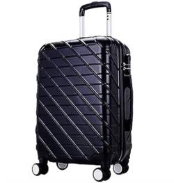 REEKOS Kabinenkoffer Koffer Rollkoffer Handgepäck Mit Spinnerrädern, Gepäck, Reisekoffer, Hartschalen-Leichtkoffer Reisekoffer Handgepäck (Color : Black, Size : 20inch) von REEKOS