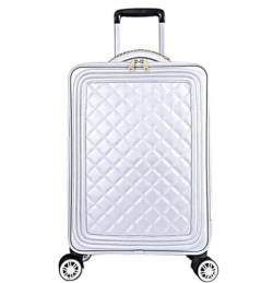 REEKOS Kabinenkoffer Koffer Rollkoffer Reisekoffer, Wasserdichter Gepäckkoffer, Rautenkoffer, Geräuschloser Radladekoffer Reisekoffer Handgepäck (Color : White, Size : 24inch) von REEKOS