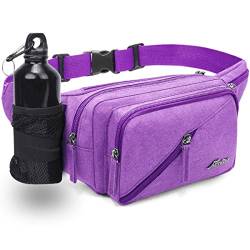 Bauchtasche Gürteltasche für Damen und Herren Wasserabweisend Hüfttasche mit Flaschenhalter, Multifunktionale Gurt Verstellt Bauchtasche für Wandern, Hundespaziergänge, Outdoor-Aktivitäten (Violett) von REETEE