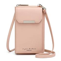 Handytasche zum Umhängen Damen Handy Umhängetasche mit Geldbörse PU Leder Handy Schultertasche Damen Geldbeutel Klein Crossbody Tasche Handy mit Kartenfächer Passt Handy unter 6,5" (Rosa) von REETEE