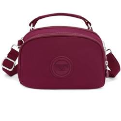 REETEE Kleine Umhängetasche Damen Wasserdicht Nylon Crossbody Bag Damen mit Mehreren Taschen,Stylisch Handtasche Damen Umhängetasche mit Abnehmbar Schultergurt (Weinrot) von REETEE