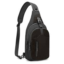 REETEE Leichte Brusttasche Sling Schulter Rucksäcke, Brusttasche Herren mit Verstellbarem Schultergurt, Umhängetasche Crossbody Bag Backpack für Outdoorsport, Radfahren, Hundewandern (Schwarz) … von REETEE