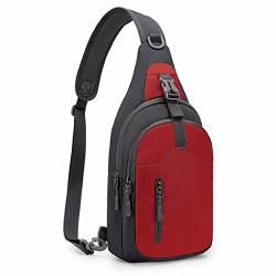 REETEE Leichte Brusttasche Sling Schulter Rucksäcke, Brusttasche Herren mit Verstellbarem Schultergurt, Umhängetasche Crossbody Bag Backpack für Outdoorsport, Radfahren, Hundewandern (rot) … von REETEE