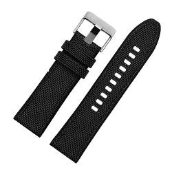 REFKIT For DIESEL for Dz4500 for Dz4506 for DZ7420 for DZ4318 Leinwand Silikon Armband männer 24 26 28mm Zubehör nylon Armband (Color : Black silver clasp, Size : 26mm) von REFKIT