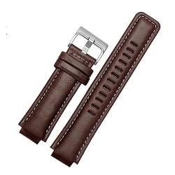 REFKIT Lederarmband for Timex for Tidal for Compass Armband for T2n739 for T2n720 for T2n721 Canvas-Uhrenarmband 24 x 16 mm Herren-Konvexmund (Color : Brown silver, Size : 24x16mm) von REFKIT