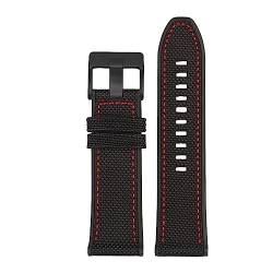 REFKIT for Diesel for Dz4500 for Dz4506 for DZ7420 for DZ4318 Leinwand Silikon Armband männer 24 26 28mm Zubehör Nylon Armband (Color : Black red Black, Size : 26mm) von REFKIT