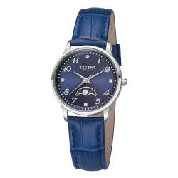 REGENT Damen Armbanduhr Analog Lederarmband blau UR2112552 Analoguhr von REGENT