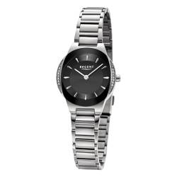 REGENT Damen-Armbanduhr Edelstahl Silber/Schwarz 12221179 von REGENT