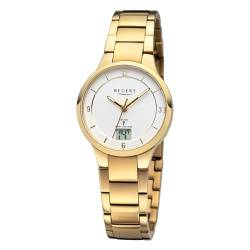 REGENT Damen Funkuhr Analog-Digital Metallarmband Gold URFR289 Analoguhr von REGENT