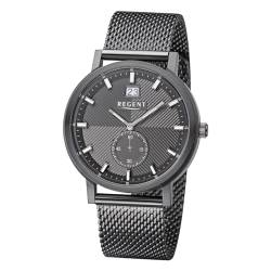 REGENT Herren-Armbanduhr Stahl analog Quarz Milanaiseband BA-534 von REGENT