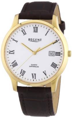 REGENT Herren-Armbanduhr XL Analog Quarz Leder 11100234 von REGENT